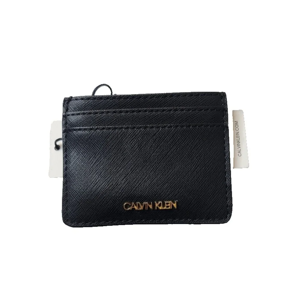 Calvin Klein Men's Credit Card Refined Saffiano Wallet Black NWT OEM
